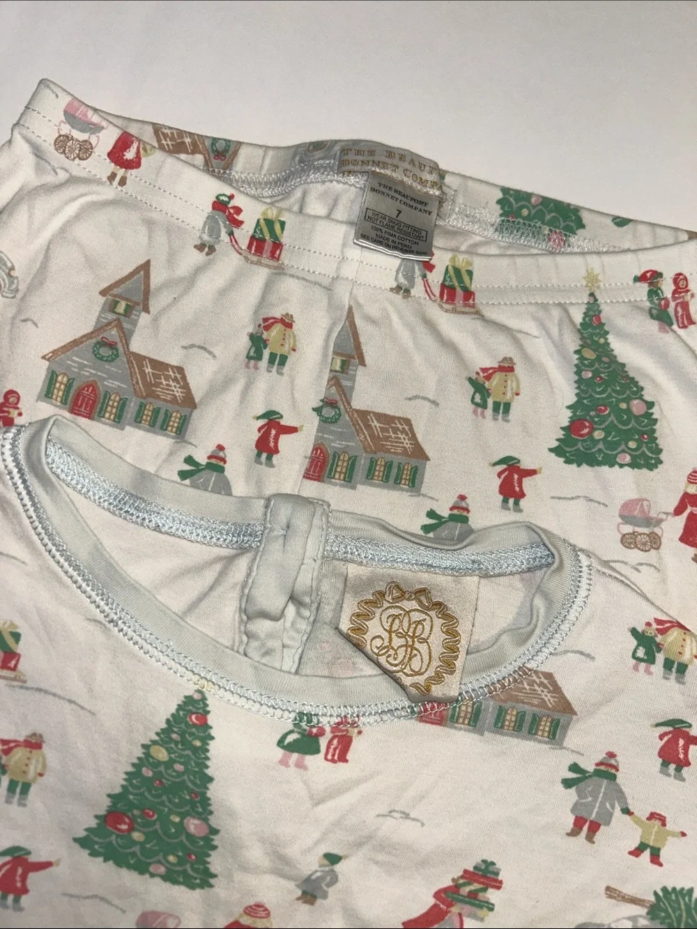 Kids Holiday Tree & Village Long Sleeve Pajama Set - White